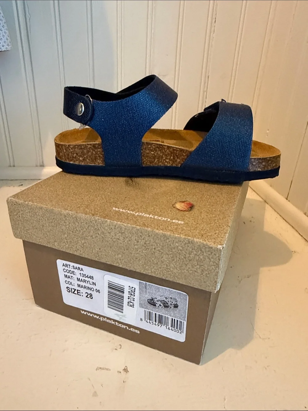 Kids Navy Cork Footbed Sandals